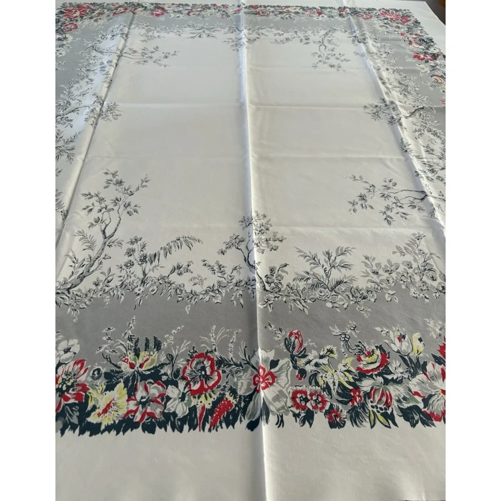 Vintage Tablecloth 1950's California Hand Prints 45